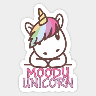 Moody unicorn - Cute little unicorn with a cool attitude! - Available in stickers, clothing, etc Sticker